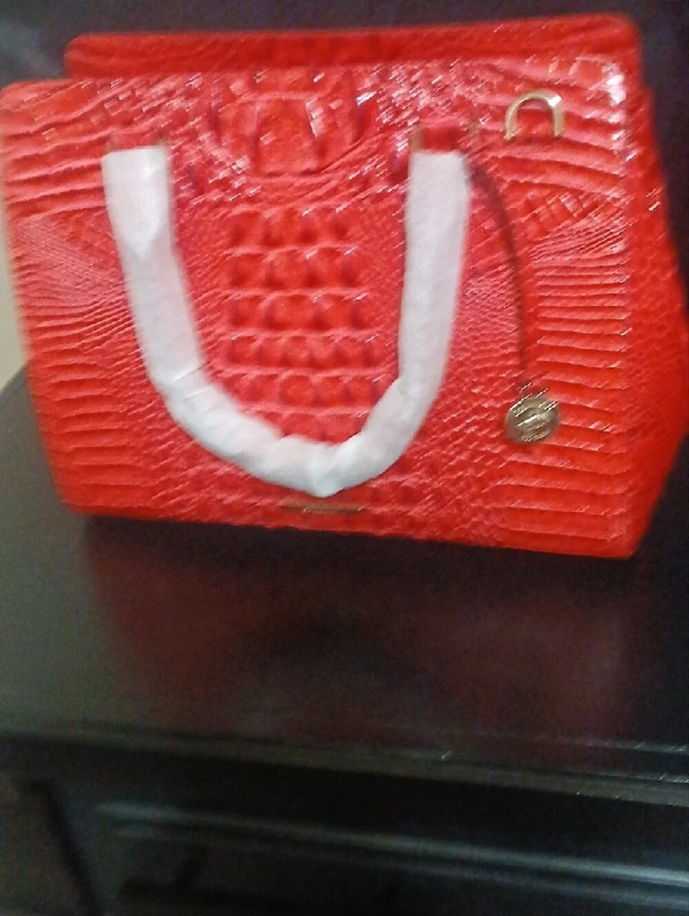 Brahmin Red Croc-Embossed Satchel